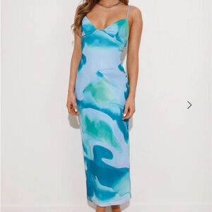 Hello Molly Share Me Mesh Maxi Dress Blue
